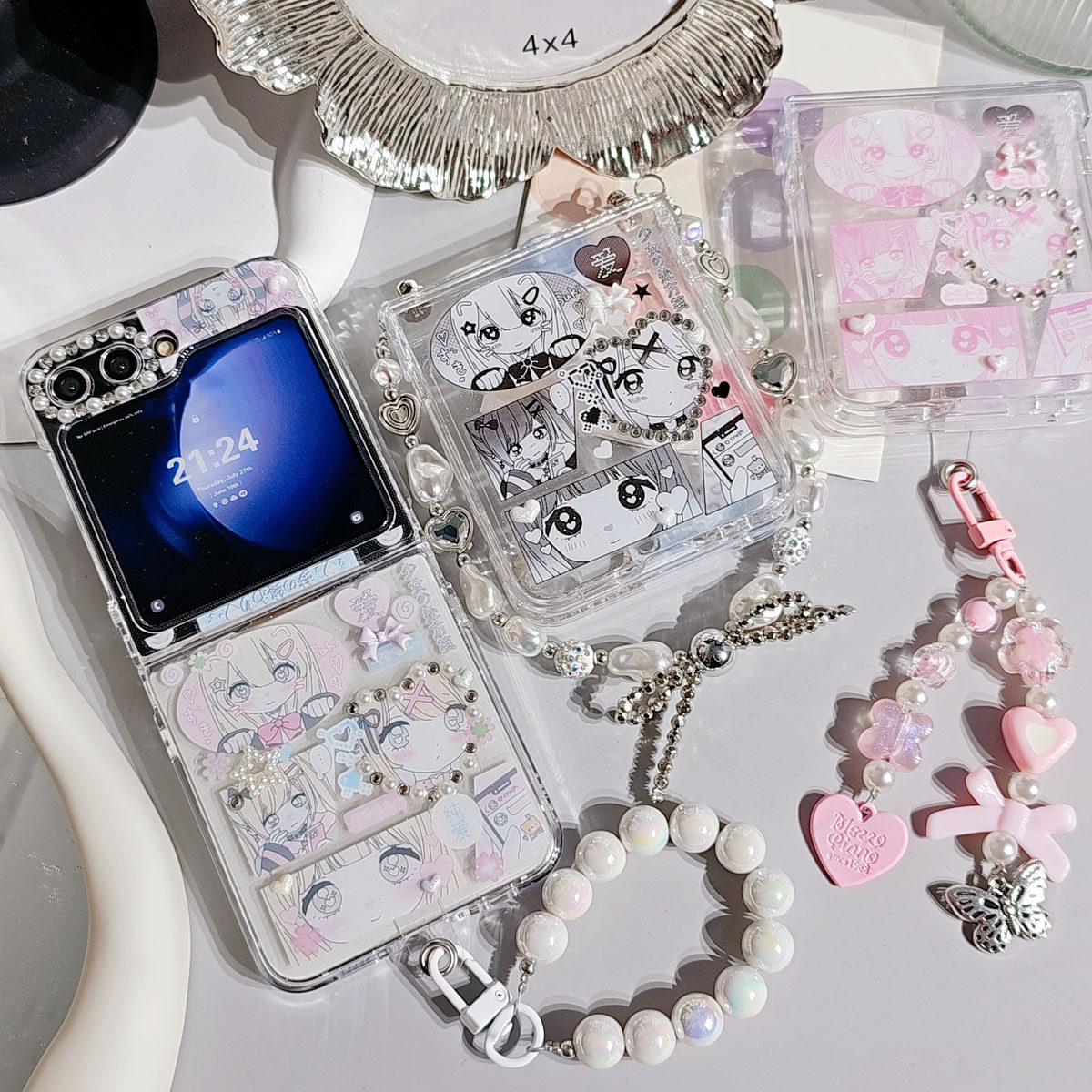 Cute, futuristic girl-themed Samsung ZFlip 6/5 folding phone case; Oppo N3; Huawei Pura X/Nova; Vivo X; Motorola Razr 60; Xiaomi Mix; Nubia Flip 2.