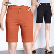 Quần cotton mới kích thước lớn giản dị bốn quần short quần cao eo thon thẳng năm quần nữ mùa hè lỏng lẻo - Quần short