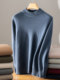 Men's double-ply thickened cashmere sweater, men's half turtleneck sweater, winter loose wool knitted bottoming shirt for young and middle-aged people
