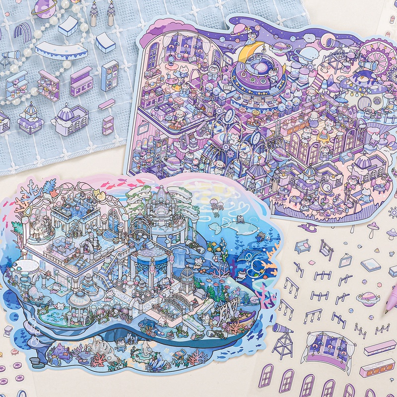 Paper Miniature Landscape Stickers, Small Animals, Dreamy Scenes, Decorative Collage Stickers, Educational and Stress-Relieving, Pass the Time