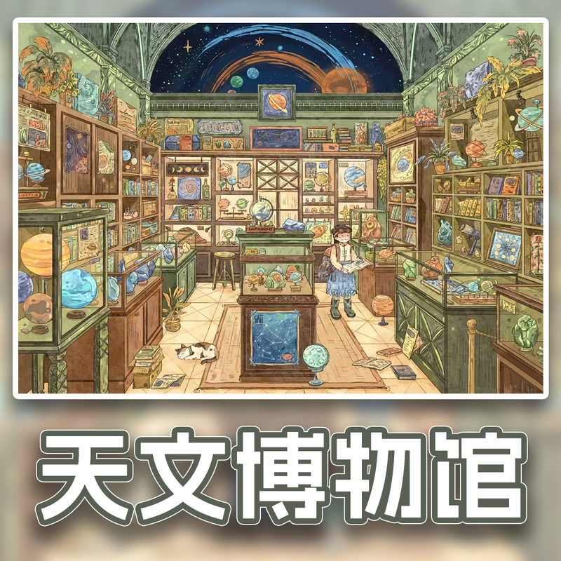 Kawano Scenery Astronomical Museum Landscape Stickers High-Difficulty Large Size Japanese Healing Cottage Scene Collage