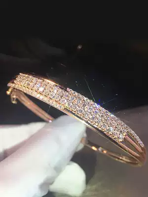 Natural diamond bracelet bracelet 18K gold color gold real gold real diamond wild temperament female 4 rows of diamond bracelet bracelet