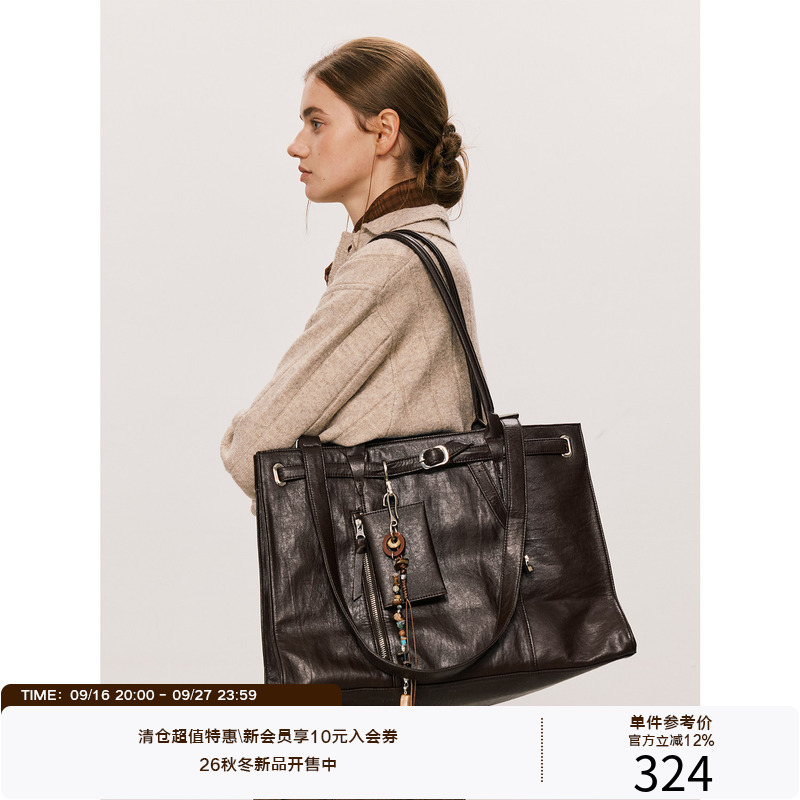 Lr Made 26Aw Large Capacity Multi-Wear Bag with Card Holder, Adjustable and Detachable Strap, Hobo Tote Pu Leather Bag