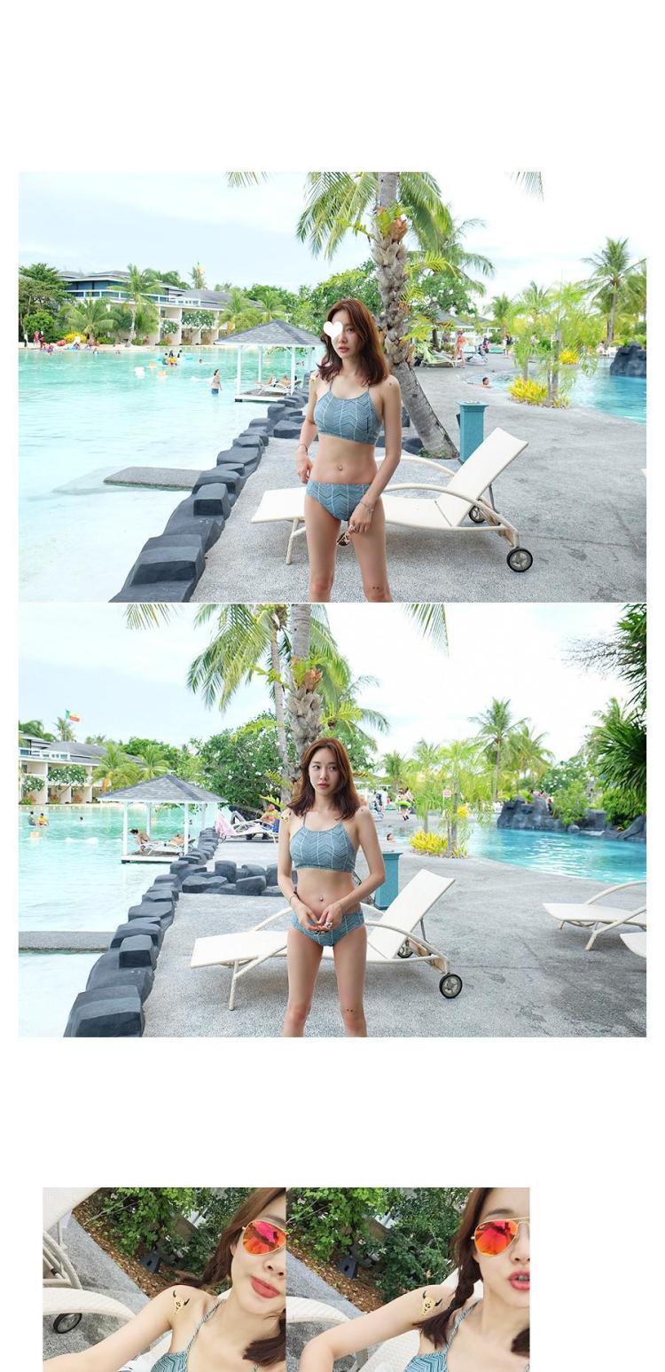 Phiên bản Hàn Quốc của bộ bikini sọc mới gợi cảm với áo tắm xẻ chéo áo tắm 1 mảnh