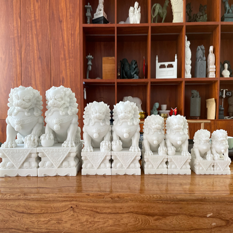 Hanbai Jade Stone Lions Pair of Town Residence Stone Sculptures Small Lions Small Lions Forbidden City Lions at Home Desk Tomb Front-Taobao