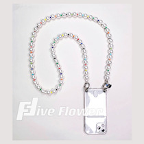 Rainbow Pearl Chain Skew Satchel Chain Backpack Chain Detachable