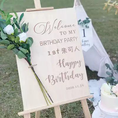Billboard display stand vertical floor-to-ceiling wooden publicity display stand wedding welcome card Welcome Card