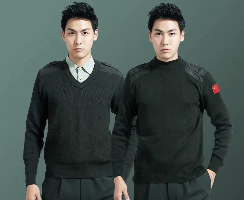 Autumn and Winter Warm Sweater, Army Green Sweater, Long-Sleeved Warm Round Neck V-Neck Sweater, Wool Sweater