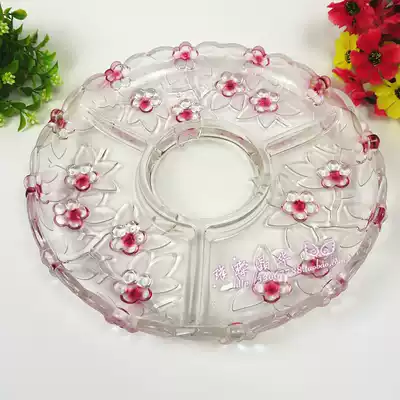 Crystal grid plate glass fruit plate dried plum blossom fruit plate large fashion creative candy plate tray