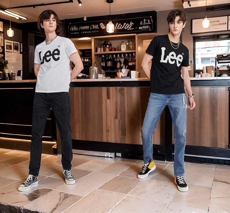 Lee Mall Same Style Classic Large Logo Print Crew Neck Short Sleeve T-Shirt for Men Lmt0065673Rx00F-K14000