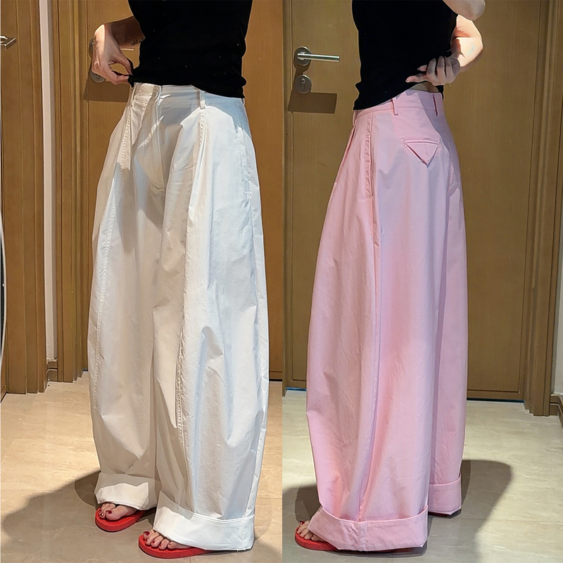 Energetic Girl Style! Pink High-Waisted Wide-Leg Balloon Pants 2026 Summer Thin Drapey Casual Pants for Women Energetic Girl Style! Pink High-Waisted Wide-Leg Balloon Pants 2026 Summer Thin Drapey Casual Pants for Women
