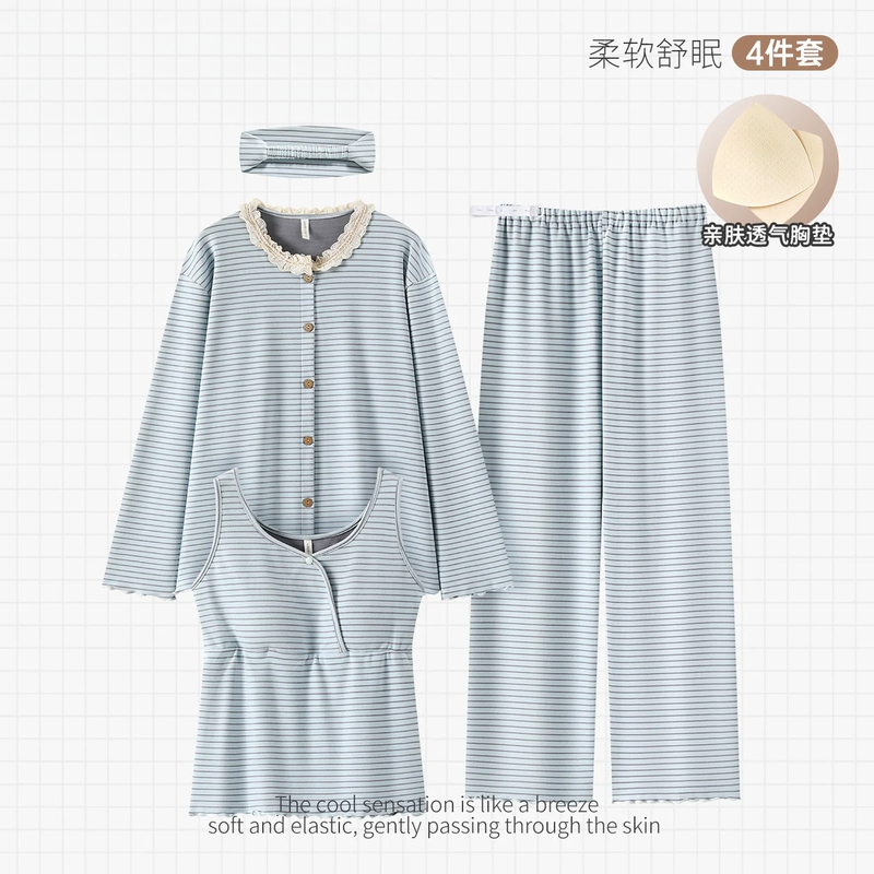 Uk Dhwa Maternity Wear 2026 Autumn/Winter Ultra-Soft Silk Cashmere Fleece-Lined Thickened Maternity Sleepwear and Nursing Gown