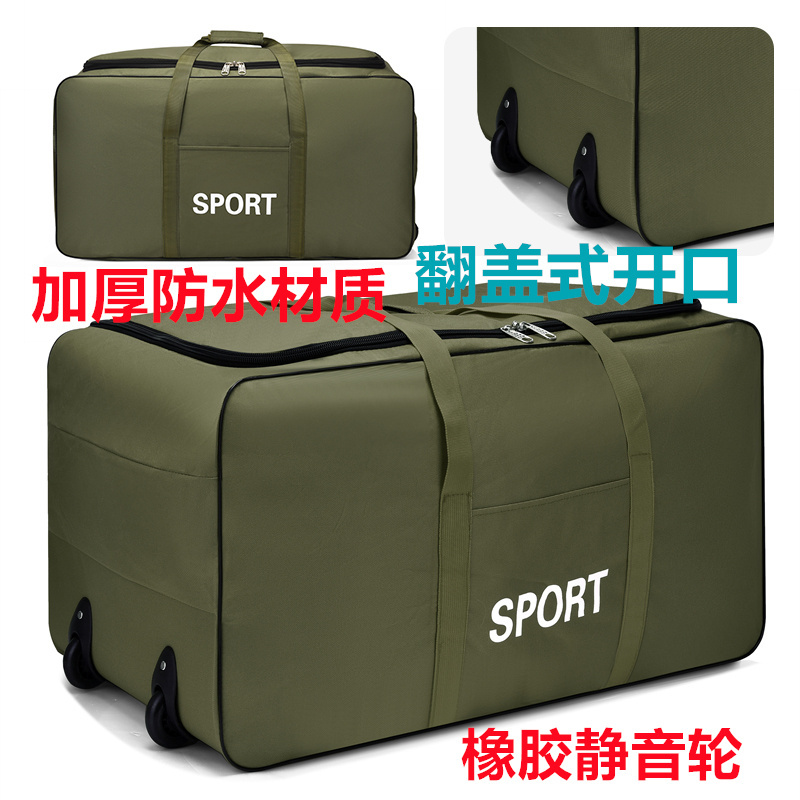 158 Aviation Checked Bag with Wheels Moving Storage Large Capacity Luggage Bag Thickeneded Fabric Travel Accommodation School Bag