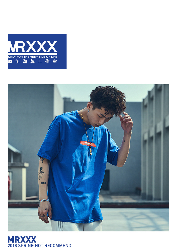 MRXXX đường phố hip hop thời trang đường phố ngắn tay T-Shirt nam xu hướng mùa hè lỏng vài nửa tay áo sơ mi sinh viên Harajuku top