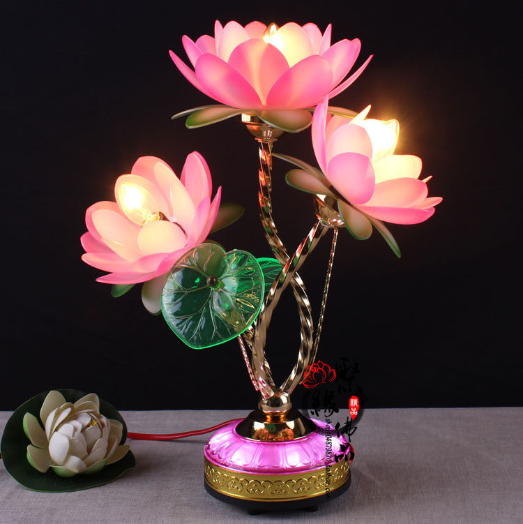 Three Pink pink Guanyin dedicated to the insertion of the electric lotus lamp Buddha for the lantern Buddha Hall of the Buddha Former Changming for the Buddha's lamp home