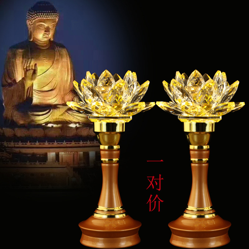 Colorful crystal lotus lamp Buddha lights for LED LED lights household with a pair of Buddha's pre - audio lamp plug - in tables