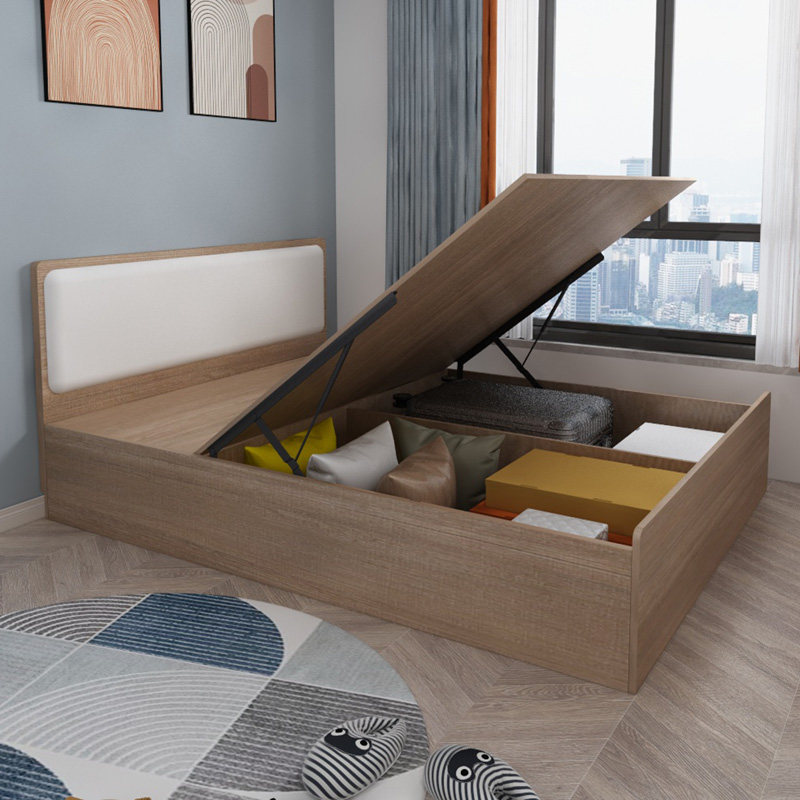 Simple and small apartment storage bed people high box storage bed board drawer double bed can be customized space-saving furniture