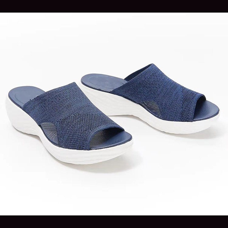2022 Summer New Style Slip-On Rubber Platform Mid-Heel Mesh Fabric 2021 Summer