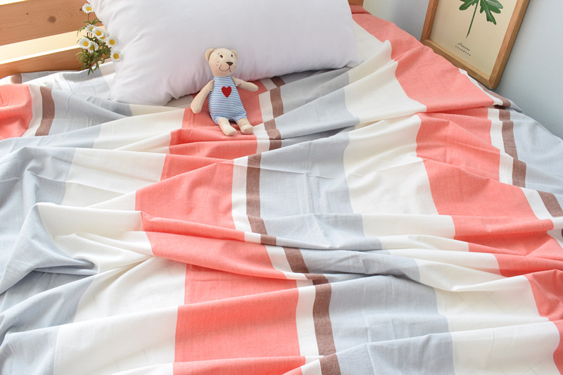 Ga bằng cotton một mảnh giường ký túc xá 1.5m2.0m1.8m đôi lanh đơn rửa sạch bông kẻ sọc giường bông Li - Khăn trải giường bộ ga giường cute