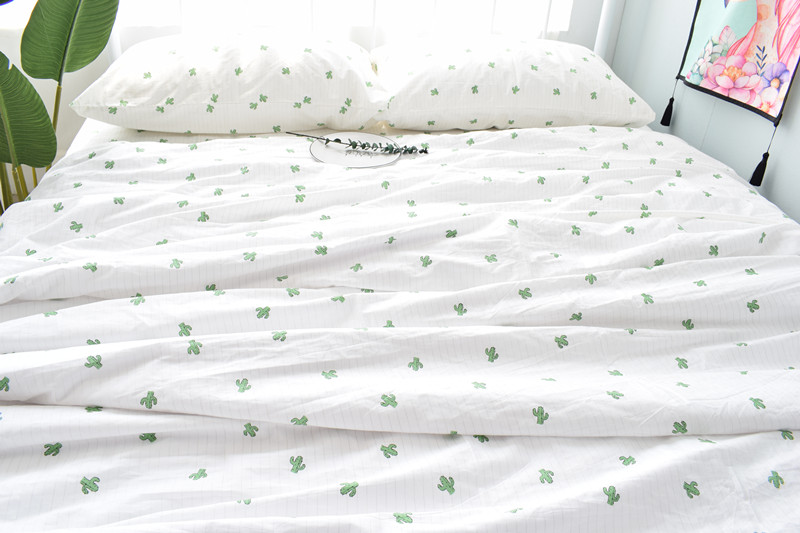 Tinh tế xương rồng nhỏ tối giản B & B gió trắng bông twill quilt drap trải giường