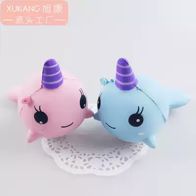 Hot sale squishy cute little dolphin whale unicorn slow rebound toy pu pendant soft factory