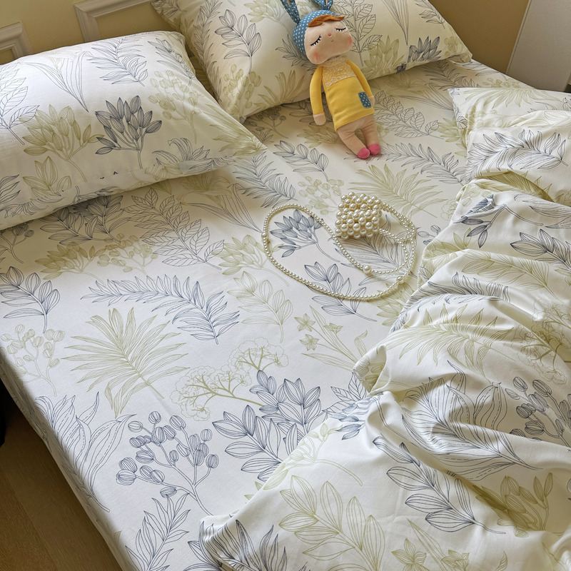 Chenxiao Pure Cotton Pastoral Bed Sheet Duvet Cover Single Piece Floral Four-Piece Set 1.5m1.8 Duvet Cover Pillowcase Fitted Sheet Bed Sheet Chenxiao Pure Cotton Pastoral Bed Sheet Duvet Cover Single Piece Floral Four-Piece Set 1.5m1.8 Duvet Cover Pillowcase Fitted Sheet Bed Sheet