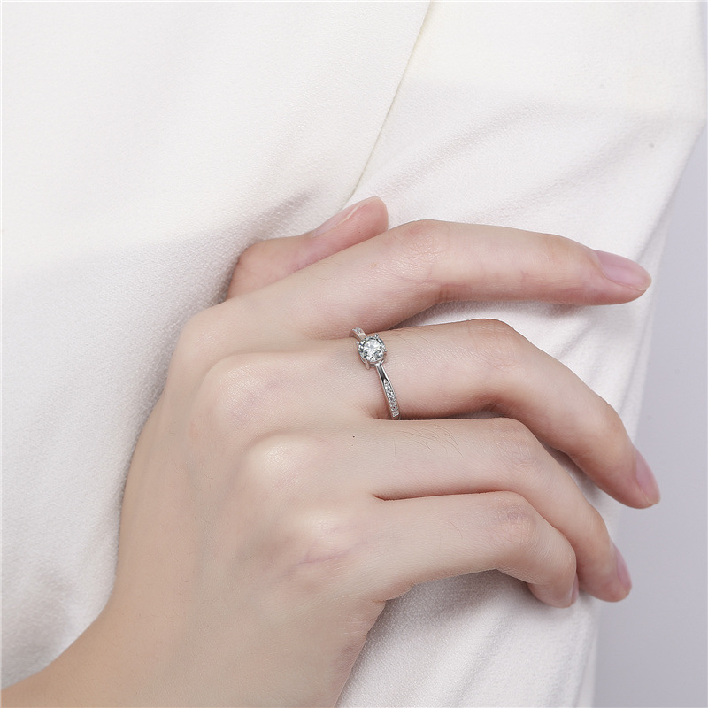 925 sterling bạc trang sức vàng trắng nữ carat kim cương nhẫn mô phỏng nhẫn cưới thời trang tính khí zircon cặp nhẫn nhẫn lông đuôi voi