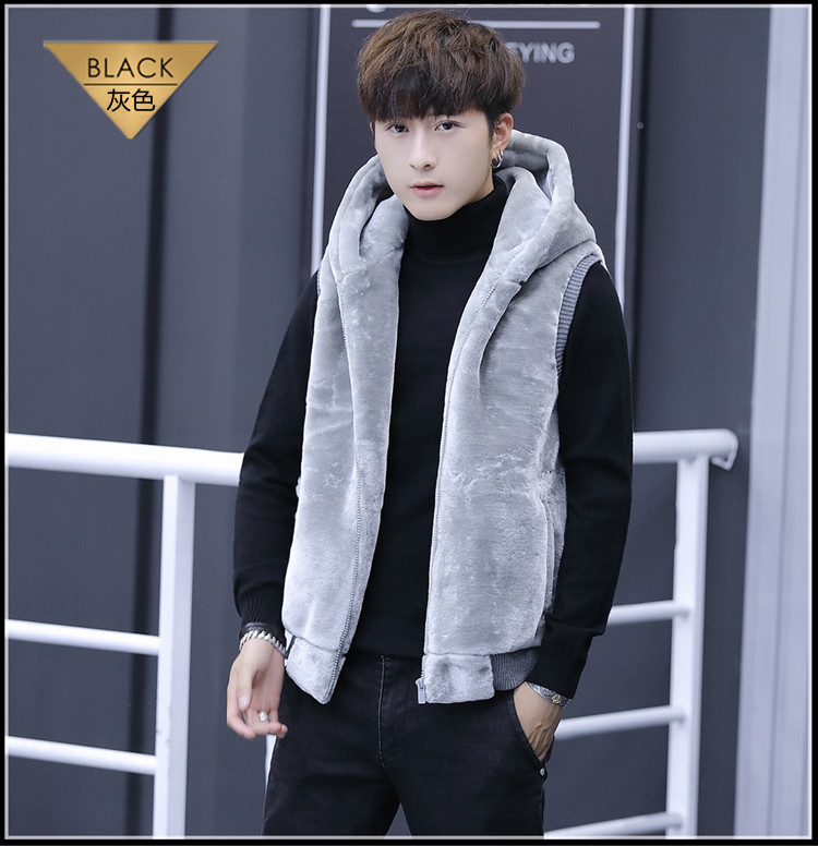 Mùa thu và mùa đông mẫu mới lông trẻ đôi áo trùm đầu vest sang trọng vest nam giả nước nhung áo vest thủy triều áo khoác nam đẹp