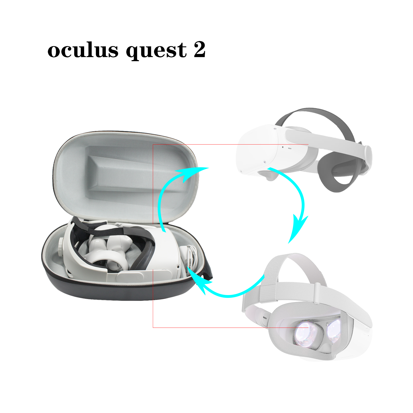 Suitable for Oculus quest 2 Comfortable headset Drop-proof waterproof shockproof portable storage box