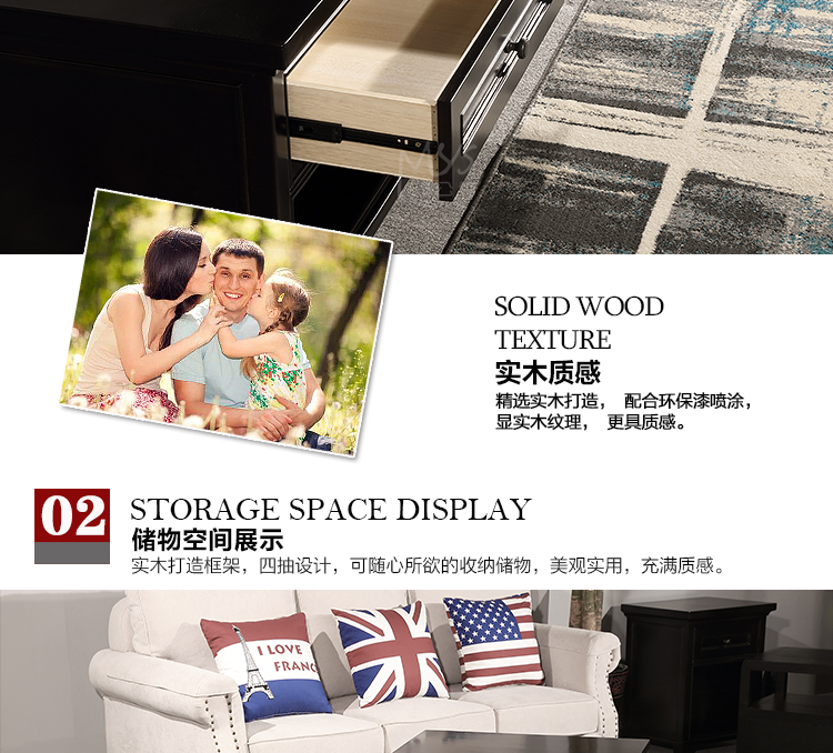 80 biệt thự nước Mỹ đơn giản gỗ sồi rắn bàn cà phê bàn ​​ghế phòng khách bốn ngăn kéo lưu trữ bàn cà phê - Bàn trà bàn uống trà