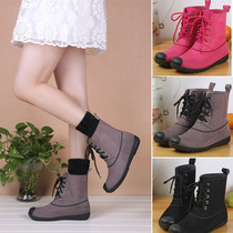 Anti-suede waterproof shoes fashion rain boots womens overshoes rain boots adult water shoes short rubber shoes can add fleece socks to keep warm