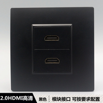 Black Type 86 Network 2 0HDMI HD TV Straight Socket 2-Position HDMI Female to Female Direct Digital Panel