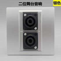Silver type 86 two-position high-power professional stage audio socket four-core speaker ohm cannon plug panel