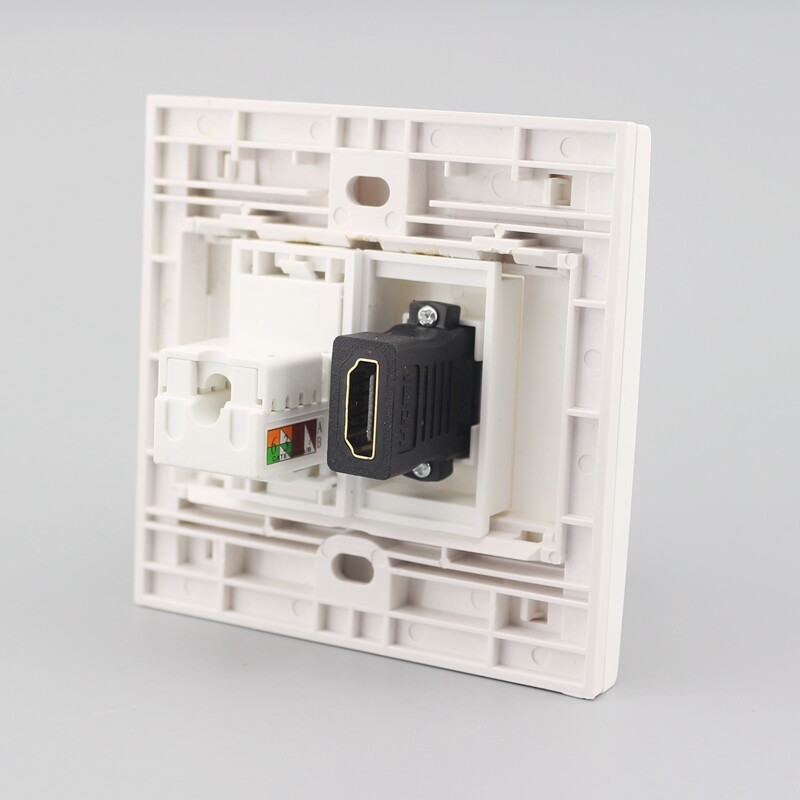 Розетка сетевая LAN 86型双端口墙壁插头hdmi高清面板墙壁插座模块6类网线接口6类网口 Neutral