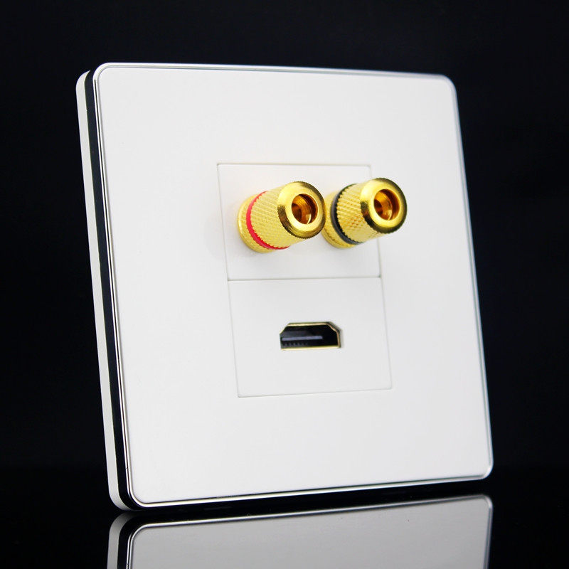 Silver edge 86 type sound HDMI high-definition socket horn audio panel computer panel multimedia socket