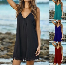 asual Sleeveless Pullover Beach Party Loose Dresses Vestidos