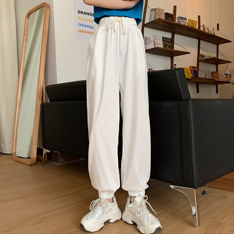 Real shot sportswear women's loose Korean lantern pants high waist slim casual pants women's summer bunched feet Harlan