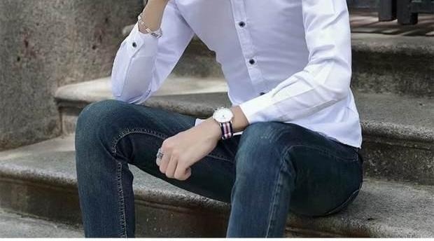 Mùa thu đông 2018 áo mới ấm áp nam Slim phiên bản Hàn Quốc cộng với áo nhung dày học sinh đẹp trai xu hướng áo sơ mi áo sơ mi cộc tay nam