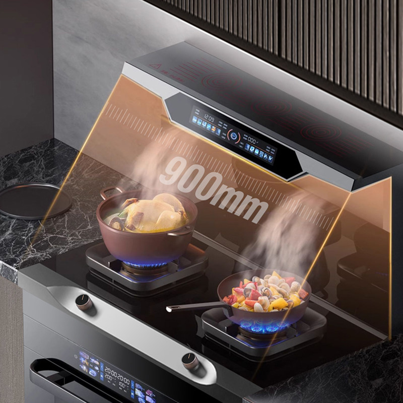 Chigo Integrated Stove, All-In-One Stove for Home Use, Variable Frequency Disinfection Cabinet, Range Hood with Side Suction and Bottom Exhaust, Steam Oven