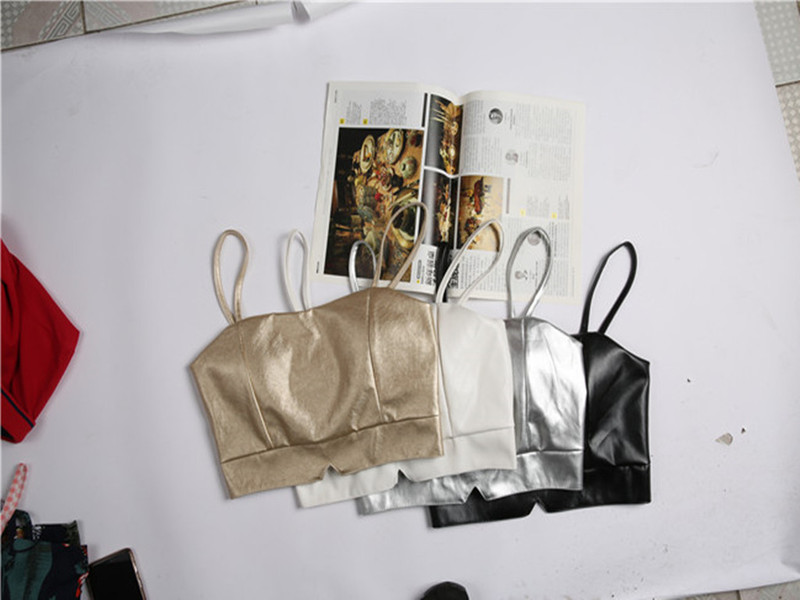 Korean Style Leather Camisole for Women, Can Be Worn as an Inner Layer or Outerwear, Short, Midriff-Baring, Sexy Yoga Camisole, Tube Top, Bandeau Top