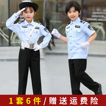 Childrens Police Auxiliary clothing summer mens and womens shirt suit uniforms
