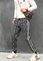 Europe and the United States high street trend brand striped stitching beam leg sweatpants mens autumn new trend handsome gray casual pants