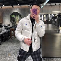 2020 winter new embroidery short slim down jacket male European and American trend fashion simple casual white jacket