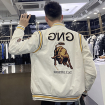 2020 Winter new European and American trendy fashion baseball collar cotton jacket male embroidered casual light core suede jacket