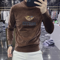 2020 Winter new European and American mens embroidered sweater casual fashion personality round goose down to beat the undershirt