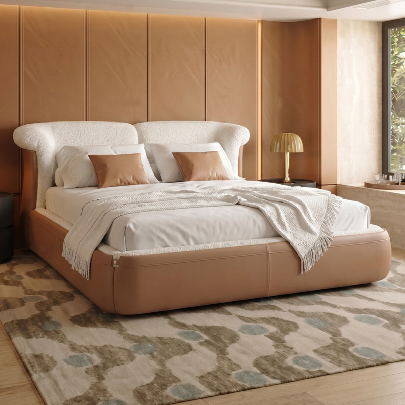 Italian-Style Light Luxury Fendi Peekasleep Casa Bed, Imported Fabric Double Bed, High-End Old Money Style Master Bedroom Wedding Bed Italian-Style Light Luxury Fendi Peekasleep Casa Bed, Imported Fabric Double Bed, High-End Old Money Style Master Bedroom Wedding Bed