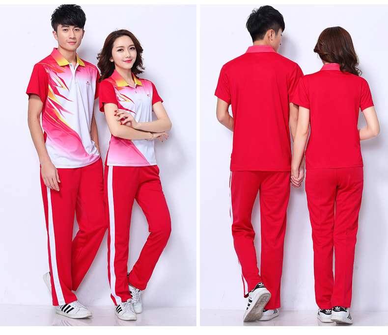 Mùa hè Trung Quốc Dream Team Quần áo ngắn thể thao Nam và nữ Jiamusi Square Dance Set Group Games Suit Suit quần đùi thể thao