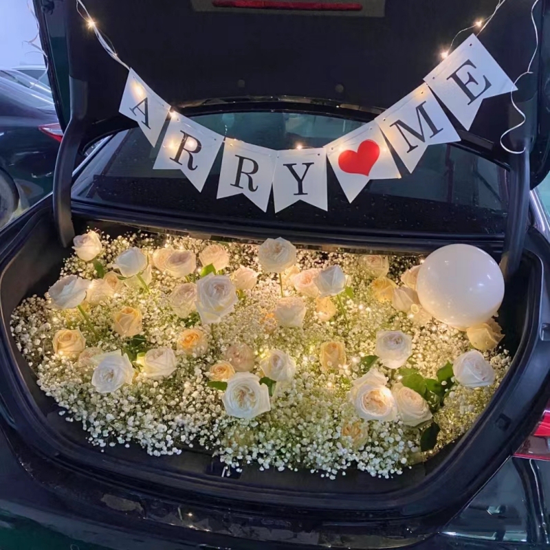 Starry Flower Arrangements for Trunk Decoration, Proposal Set with Roses and Sunflowers, Paired with Holiday Gifts