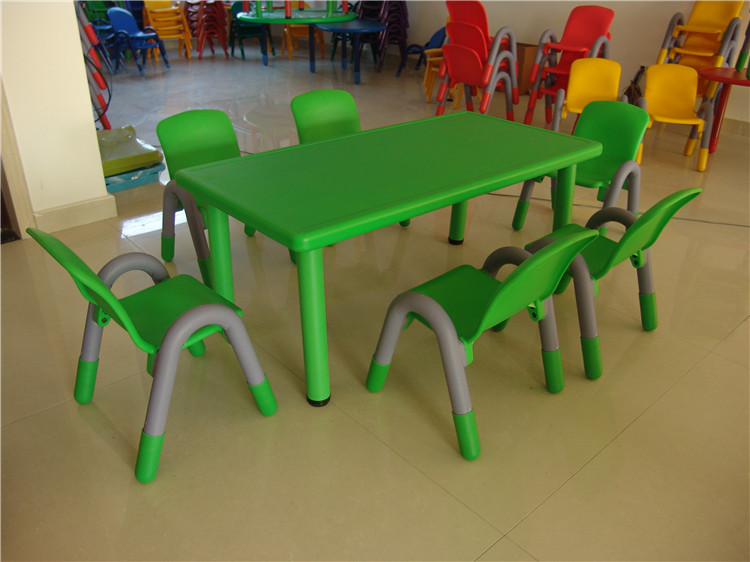 Bàn ghế mẫu giáo Trẻ em Bàn ghế nhựa hình chữ nhật Lớp mẫu giáo Bàn ghế dài Có thể điều chỉnh - Phòng trẻ em / Bàn ghế bàn học chống gù cho bé gái