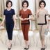 Mùa hè 2020 trung niên và người cao tuổi quần áo polyester trung niên cộng với kích thước áo thường xuyên với cơ sở vừa phải và phù hợp với quần cắt mới - Phụ nữ cao cấp